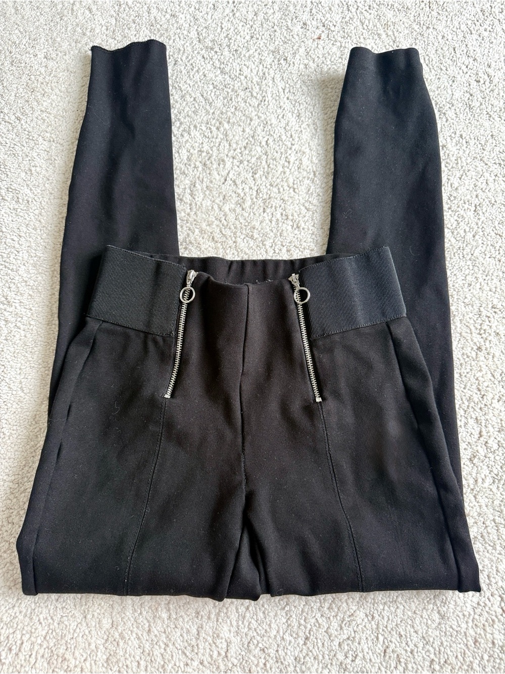 High-Waist Black Legging Pant with Front Zippers